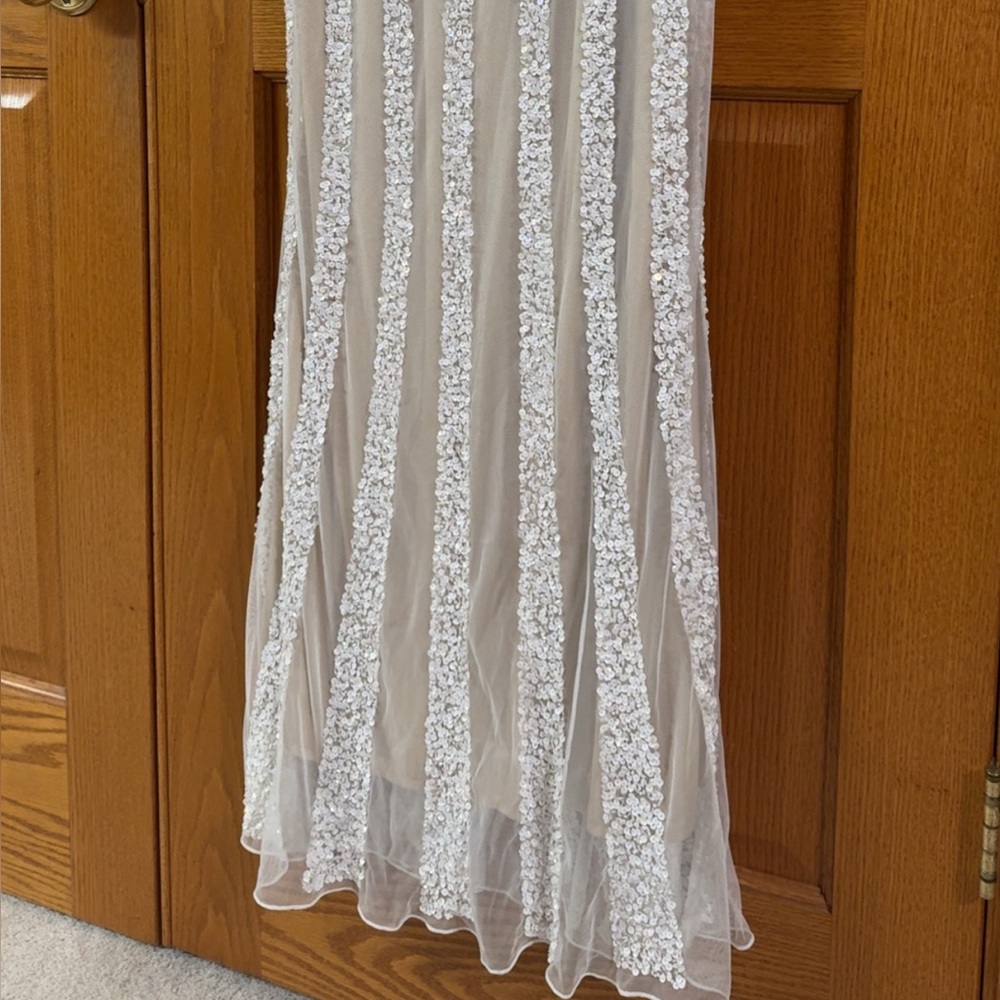 Women’s Formal Dress BG Haute 48722SC Sequined Size 10 Gown Ivory/Nude NEW - Picture 11 of 16